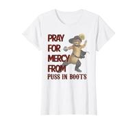 Shrek 2 Pray for Mercy from Puss in Boots T-Shirt, Women, White, XX-Large