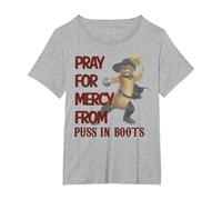 Shrek 2 Pray for Mercy from Puss in Boots T-Shirt, Women's Plus, Heather Grey, 4X