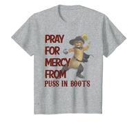 Shrek 2 Pray for Mercy from Puss in Boots T-Shirt, Youth, Heather Grey, Medium