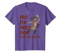 Shrek 2 Pray for Mercy from Puss in Boots T-Shirt, Youth, Purple Heather, Large