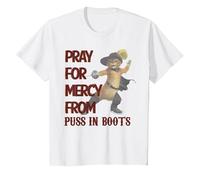 Shrek 2 Pray for Mercy from Puss in Boots T-Shirt, Youth, White, Medium