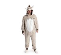 Shrek Donkey Unisex Beige Cosy Fleece Onesie | 3D Hooded Loungewear with Zipper | Ideal for Costume Parties & Movie Nights | Dreamworks Merch - Small
