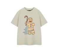 Shrek Gingy Beige Short Sleeve T-Shirt | Do You Know The Muffin Man Graphic Tee for Kids | Casual Movie-Themed Apparel | Kids Lightweight Top Merch - 7-8 Years