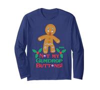 Shrek Gingy Not My Gumdrop Buttons Long Sleeve T-Shirt, Adult Unisex, Navy Blue, Medium