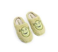Shrek Green Character Face Mule Slippers | Fluffy Indoor Footwear for Adults | Movie-Themed Slippers | Perfect for Home Relaxation Merch - 3-4 UK