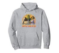 Shrek Happily Ever After Shrek Fiona Distressed Chest Logo Pullover Hoodie, Adult Unisex, Heather Grey, Large