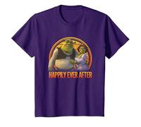 Shrek Happily Ever After Shrek Fiona Distressed Chest Logo T-Shirt, Youth, Purple, Medium