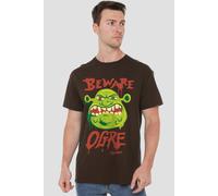 Shrek Men's Beware Ogre Sign T-Shirt Dark Brown | Size: Medium Shrek Dark Brown M