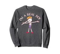 Shrek Pinocchio I'm A Real Boy Sweatshirt, Adult Unisex, Dark Heather Grey, Small