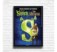 Shrek Poster Print, Musical Print, A4 A3 West End Broadway Theatre Show, Wall Art Deco Special Canvas West End Print, London theatre art frame options (A4 Framed (Black))