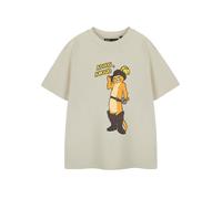 Shrek Puss In Boots Short Sleeved T-Shirt | Unisex Kids Oatmeal | Officially Licensed Merch in Beige | Size: 3-4 Years Shrek Beige 3-4 Years