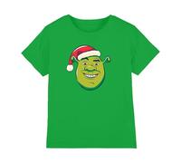 Shrek Unisex Kid's Santa Hat T Shirt, Kelly Green, 3-4 anni