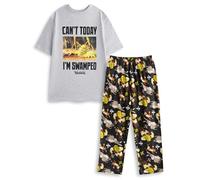 Shrek Vanilla Underground Mens Grey Short Sleeve Long Leg Pyjama Set | Can't Today I'm Swamped Graphic Loungewear | Donkey Character Print Sleepwear - Large