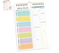 Shrewdful Handmade Bound Weekly Detachable Diet Plan Sheet, Weekly Meal Planner Notebook, 52 Sheets Double Helix Tear-Off Shopping List, for Week to do List and Schedule (F,1PCS)