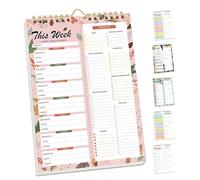 Shrewdful Handmade Bound Weekly Detachable Diet Plan Sheet, Weekly Meal Planner Notebook, 52 Sheets Double Helix Tear-Off Shopping List, for Daily & Weeklys Plan (Style 5)