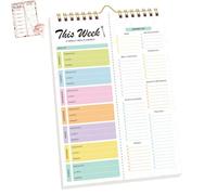 Shrewdful Handmade Bound Weekly Detachable Diet Plan Sheet, Weekly Meal Planner Notebook, 52 Sheets Double Helix Tear-Off Shopping List, for Week to do List and Schedule (C,1PCS)