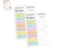 Shrewdful Handmade Bound Weekly Detachable Diet Plan Sheet, Weekly Meal Planner Notebook, 52 Sheets Double Helix Tear-Off Shopping List, for Week to do List and Schedule (C,2PCS)