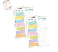 Shrewdful Handmade Bound Weekly Detachable Diet Plan Sheet, Weekly Meal Planner Notebook, 52 Sheets Double Helix Tear-Off Shopping List, for Week to do List and Schedule (F,2PCS)