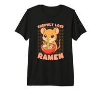 Shrewly Love Ramen Kawaii Mouse Foodie Premium T-Shirt