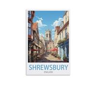 Shrewsbury City Vintage Travel Poster Street 08x12inch(20x30cm) Print Home Bedroom Office Living Room Decor Canvas