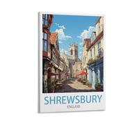 Shrewsbury City Vintage Travel Poster Street 24x36inch(60x90cm) Print Home Bedroom Office Living Room Decor Canvas