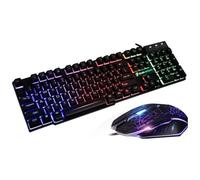 SHRGOMPIT Games Keyboard & Mouse Combos T6 Rainbow LED Backlight USB Ergonomic Gaming Keyboard And Mouse Set With Mice Pad For PC Laptop