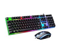 SHRGOMPIT LED Backlit USB Ergonomic Gaming Mechanical Keyboard Gamer Mouse Sets Wired Keyboard and Mouse Combo Set black