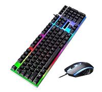 SHRGOMPIT LED Backlit USB Ergonomic Gaming Mechanical Keyboard Gamer Mouse Sets Wired Keyboard and Mouse Combo
