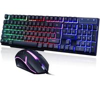 SHRGOMPIT Mechanical and Mouse Combo RGB Gaming 104 Keys Blue Switches Wired USB Keyboards,Programmable Gaming Mouse for Windows PC with USB