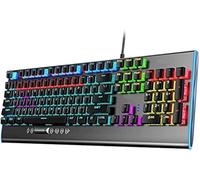 SHRGOMPIT Mechanical Gaming Keyboard, LED Rainbow Backlit Wired Keyboard, 104 Keys, Suitable for PC and Desktop Computer