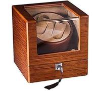 SHRGOMPIT Mechanical Watch Shaker Double Automatic Winder Box, Wooden Storage Case for 2 Wrist Watches Quiet Motor with Lock