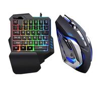 SHRGOMPIT Mobile Game One-Handed Keyboard - Eat Chicken Artifact/Left Hand Mouse Set One Hand Colorful Backlit Gaming Keyboard Mouse