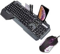 SHRGOMPIT Mouse Set, LED Backlit Mechanical Feel Business Office Keyboard Colorful Breathing Backlit Gaming Mouse,PC Computer Game and Work for Or Primer Gaming