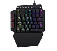 SHRGOMPIT One Hand RGB Gaming Keyboard,USB Wired Rainbow Letters Glow Single Hand Keypad, With Wrist Rest Support Multimedia Keys, Backlit Ergonomic