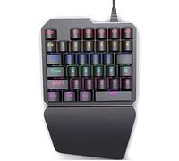 SHRGOMPIT Portable Gaming Keyboard, USB Wired Small 35keys One-Hand Keypad, RGB Colorful Backlight Half for Computer Game