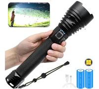 SHRGOMPIT RechargeableXHP 90.2 LED Tactical Flashlight, 90000 Lumens Super Bright 3 Modes Zoomable, IP65 watertight, Most Powerful for Emergency Camping Hiking Fishing