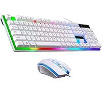 SHRGOMPIT RGB Gaming Keyboard and Backlit Mouse Combo,USB Wired Backlit,LED Gaming Keyboard Mouse Set for Windows PC with USB