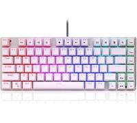 SHRGOMPIT RGB LED Backlit Keyboard, 81 Key USB Wired RGB Backlit Blue Switch Mechanical Gaming PC Game Keyboard(White)