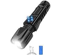 SHRGOMPIT The Brightest Flashlight in The World Rechargeable Flashlight, Super Bright LED Tactical Waterproof Torch,5300 High Lumens 4 Light Modes for Camping,Hiking and Emergency