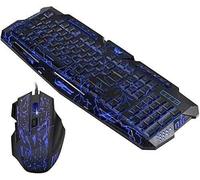 SHRGOMPIT USB Wired Gaming Keyboard And Mouse Combo Cracked Colors Change LED Light Backlit Gaming Mouse 7 Buttons Dust Proof Waterproof