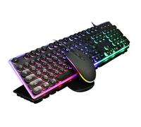 SHRGOMPIT Wired Gaming Keyboard and Mouse Combo RGB Backlit Gaming Keyboard With Multimedia Keys Wrist Rest and Red Backlit Gaming Mouse