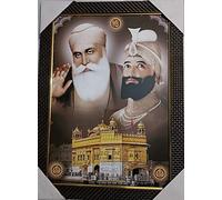 Shri Guru Nanak Dev Ji Sikh Guru Baba Nanak Dev Ji Dus Gurus Guru Gobind Singh Ji Photo Frame Home Décor Painting Size 19.5 X 14.5 Inch