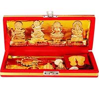 Shri Kuber Dhan Laxmi Varsha Yantra statue wealth pooja kit coin charan diwali Occasion Box Puja Kit, Gold