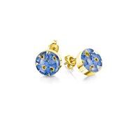 Shrieking Violet 18ct Gold-Plated Round Real Flower Stud Earrings - Forget-Me-Not (Blue)