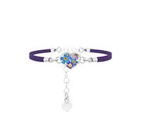 Shrieking Violet 925 Sterling Silver and Vegan Suede Heart Real Flower Bracelet - Assorted Flowers (Purple Haze)