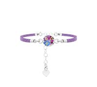 Shrieking Violet 925 Sterling Silver and Vegan Suede Round Real Flower Bracelet - Assorted Flowers (Purple Haze)