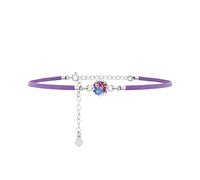 Shrieking Violet 925 Sterling Silver and Vegan Suede Round Real Flower Choker Necklace - Assorted Flowers (Purple Haze)