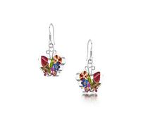 Shrieking Violet 925 Sterling Silver Butterfly Real Flower Drop Earrings - Assorted Flowers (Multicolour)