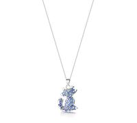 Shrieking Violet 925 Sterling Silver Cat Real Flower Pendant Necklace - Forget-Me-Not (Blue)
