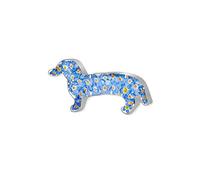 Shrieking Violet 925 Sterling Silver Dachshund Dog Real Flower Brooch Pin - Forget-Me-Not (Blue)